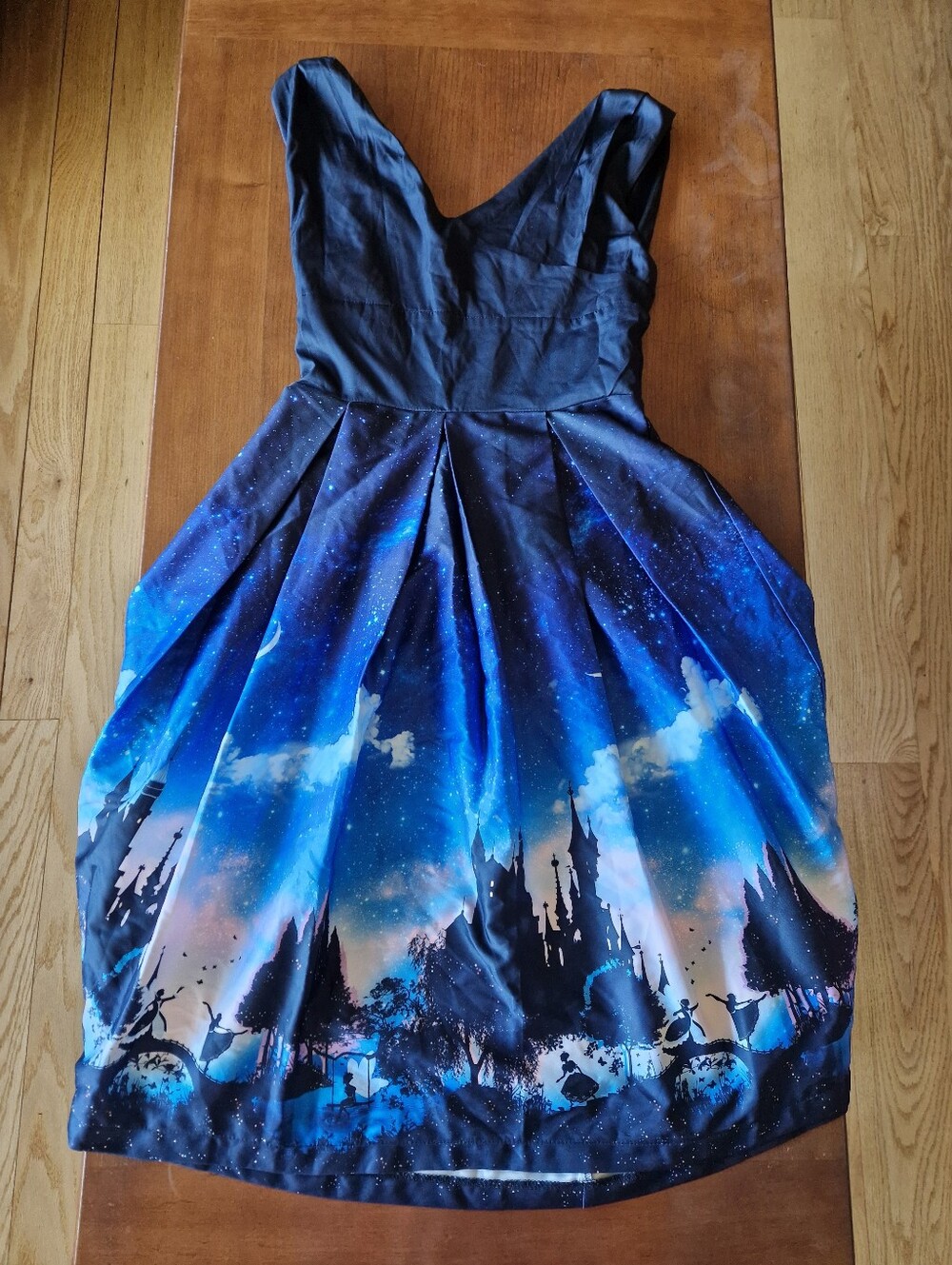 Lindy Bop Niight Castle Panel Skirt - Blue Black